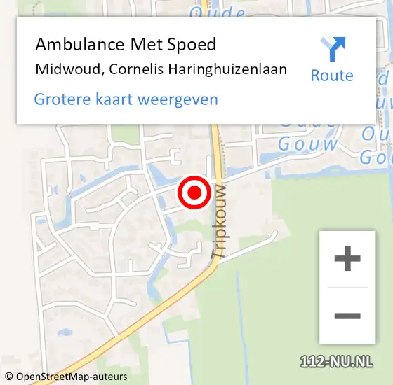 Locatie op kaart van de 112 melding: Ambulance Met Spoed Naar Midwoud, Cornelis Haringhuizenlaan op 16 mei 2022 11:44
