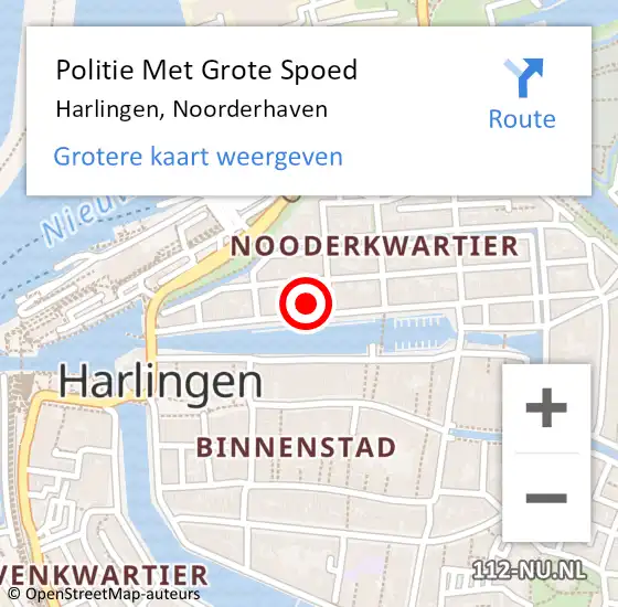 Locatie op kaart van de 112 melding: Politie Met Grote Spoed Naar Harlingen, Noorderhaven op 16 mei 2022 11:49