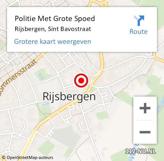 Locatie op kaart van de 112 melding: Politie Met Grote Spoed Naar Rijsbergen, Sint Bavostraat op 16 mei 2022 12:24