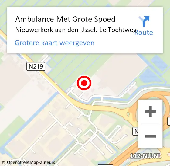 Locatie op kaart van de 112 melding: Ambulance Met Grote Spoed Naar Nieuwerkerk aan den IJssel, 1e Tochtweg op 16 mei 2022 12:26