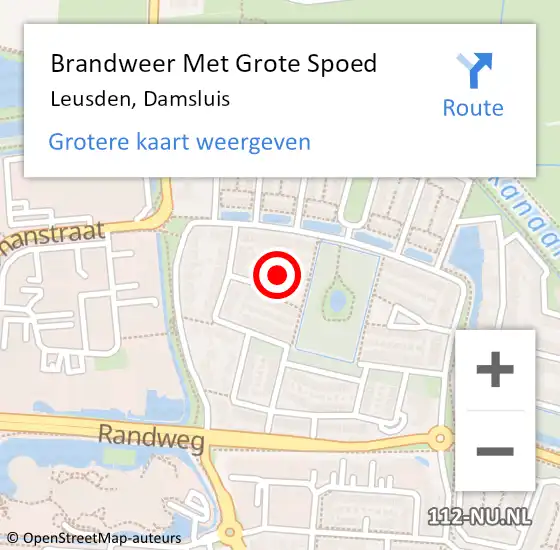 Locatie op kaart van de 112 melding: Brandweer Met Grote Spoed Naar Leusden, Damsluis op 16 mei 2022 12:32