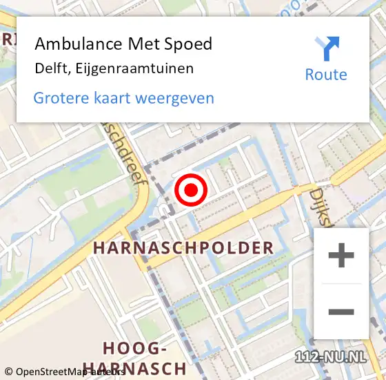 Locatie op kaart van de 112 melding: Ambulance Met Spoed Naar Delft, Eijgenraamtuinen op 16 mei 2022 12:36