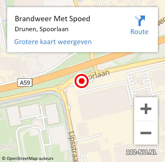 Locatie op kaart van de 112 melding: Brandweer Met Spoed Naar Drunen, Spoorlaan op 16 mei 2022 12:38