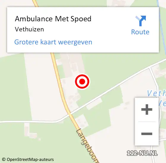 Locatie op kaart van de 112 melding: Ambulance Met Spoed Naar Vethuizen op 16 mei 2022 12:50