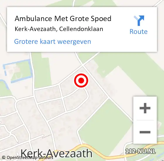 Locatie op kaart van de 112 melding: Ambulance Met Grote Spoed Naar Kerk-Avezaath, Cellendonklaan op 16 mei 2022 13:01