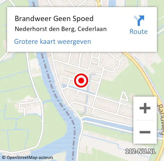 Locatie op kaart van de 112 melding: Brandweer Geen Spoed Naar Nederhorst den Berg, Cederlaan op 16 mei 2022 13:07