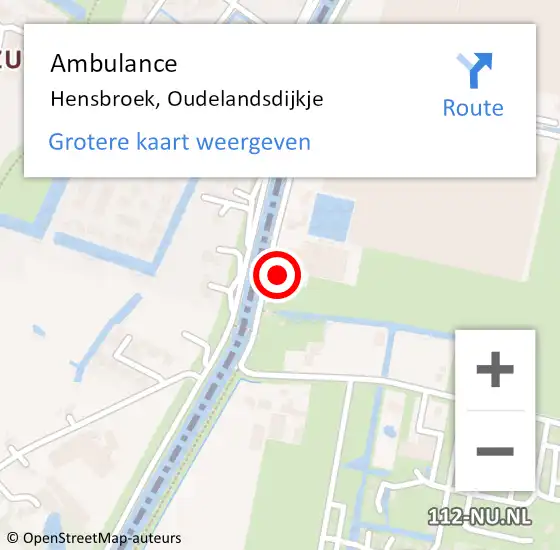 Locatie op kaart van de 112 melding: Ambulance Hensbroek, Oudelandsdijkje op 16 mei 2022 13:25