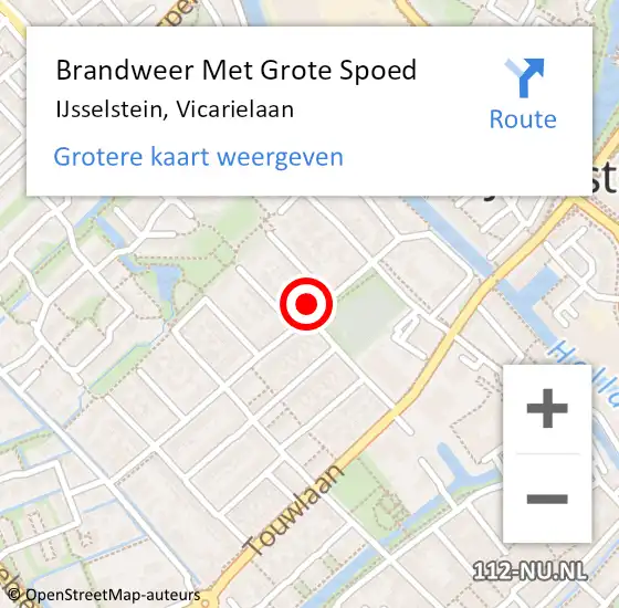 Locatie op kaart van de 112 melding: Brandweer Met Grote Spoed Naar IJsselstein, Vicarielaan op 16 mei 2022 13:44