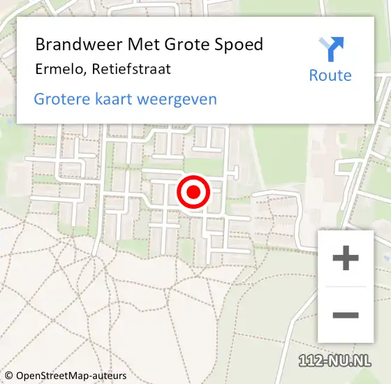 Locatie op kaart van de 112 melding: Brandweer Met Grote Spoed Naar Ermelo, Retiefstraat op 16 mei 2022 13:51