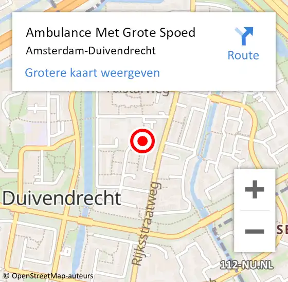 Locatie op kaart van de 112 melding: Ambulance Met Grote Spoed Naar Amsterdam-Duivendrecht op 16 mei 2022 14:08