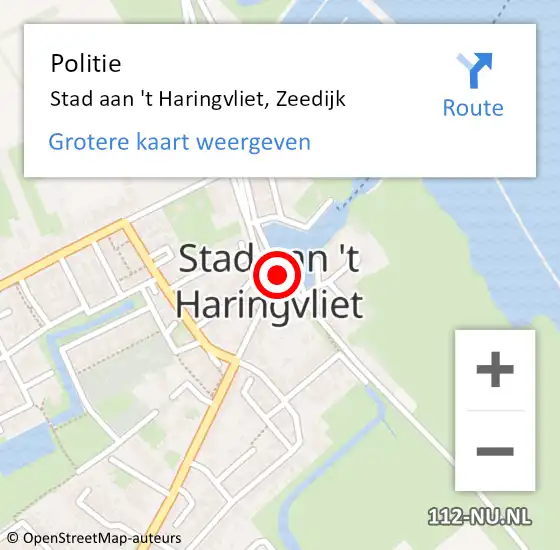Locatie op kaart van de 112 melding: Politie Stad aan 't Haringvliet, Zeedijk op 16 mei 2022 14:21