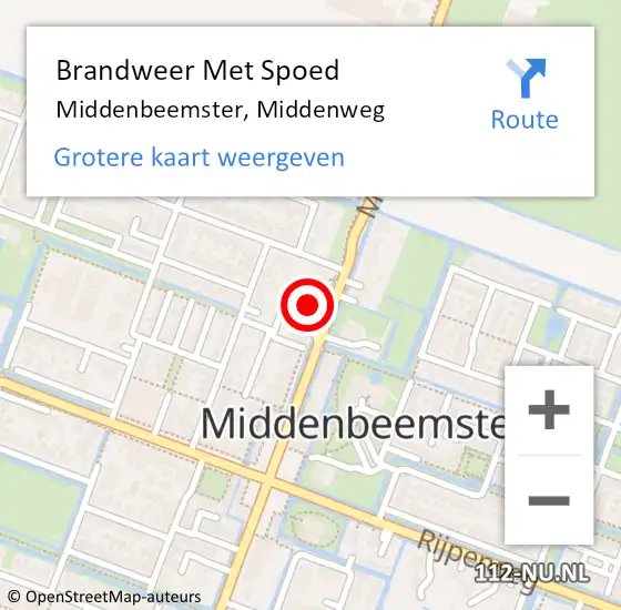 Locatie op kaart van de 112 melding: Brandweer Met Spoed Naar Middenbeemster, Middenweg op 16 mei 2022 14:21