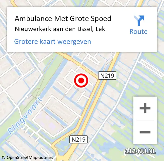 Locatie op kaart van de 112 melding: Ambulance Met Grote Spoed Naar Nieuwerkerk aan den IJssel, Lek op 16 mei 2022 14:27