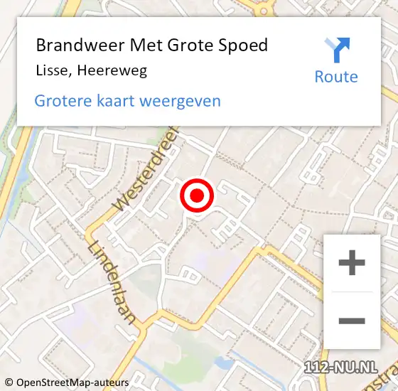 Locatie op kaart van de 112 melding: Brandweer Met Grote Spoed Naar Lisse, Heereweg op 16 mei 2022 14:48