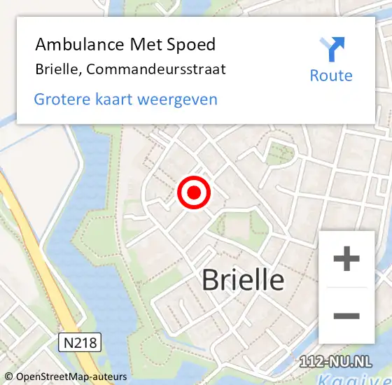 Locatie op kaart van de 112 melding: Ambulance Met Spoed Naar Brielle, Commandeursstraat op 16 mei 2022 14:56