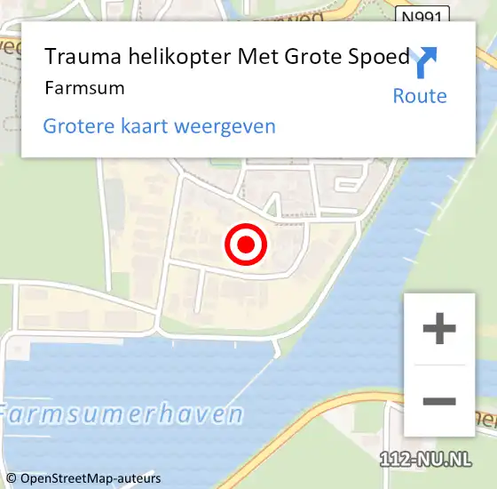 Locatie op kaart van de 112 melding: Trauma helikopter Met Grote Spoed Naar Farmsum op 16 mei 2022 15:10
