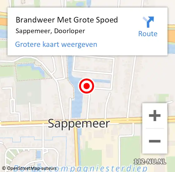 Locatie op kaart van de 112 melding: Brandweer Met Grote Spoed Naar Sappemeer, Doorloper op 16 mei 2022 15:16