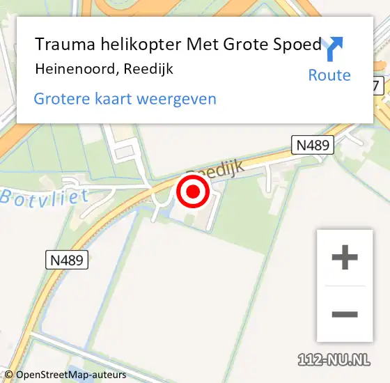 Locatie op kaart van de 112 melding: Trauma helikopter Met Grote Spoed Naar Heinenoord, Reedijk op 16 mei 2022 15:18