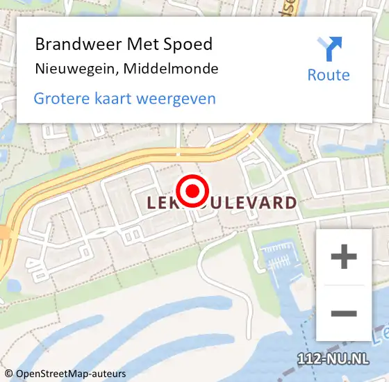 Locatie op kaart van de 112 melding: Brandweer Met Spoed Naar Nieuwegein, Middelmonde op 16 mei 2022 16:19