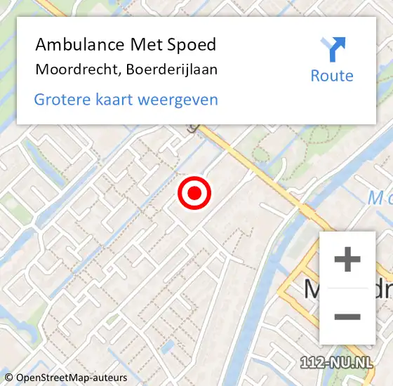 Locatie op kaart van de 112 melding: Ambulance Met Spoed Naar Moordrecht, Boerderijlaan op 16 mei 2022 16:38