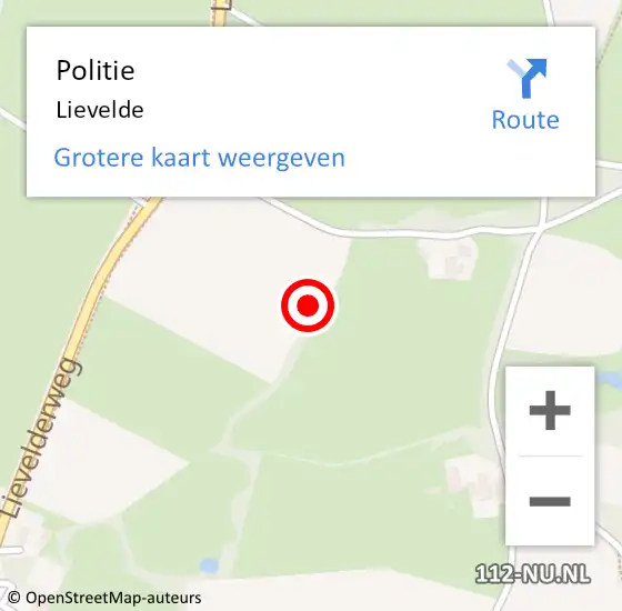 Locatie op kaart van de 112 melding: Politie Lievelde op 16 mei 2022 16:43