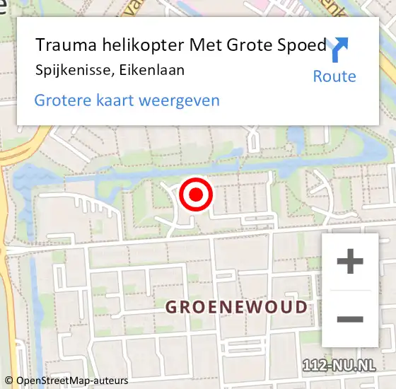 Locatie op kaart van de 112 melding: Trauma helikopter Met Grote Spoed Naar Spijkenisse, Eikenlaan op 16 mei 2022 16:58