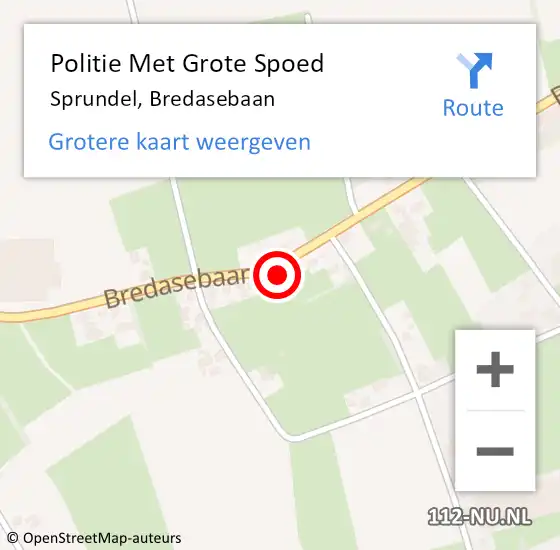 Locatie op kaart van de 112 melding: Politie Met Grote Spoed Naar Sprundel, Bredasebaan op 16 mei 2022 17:04