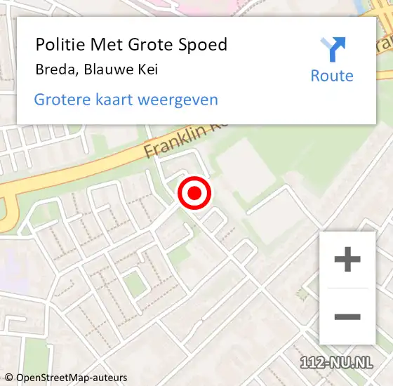 Locatie op kaart van de 112 melding: Politie Met Grote Spoed Naar Breda, Blauwe Kei op 16 mei 2022 17:09