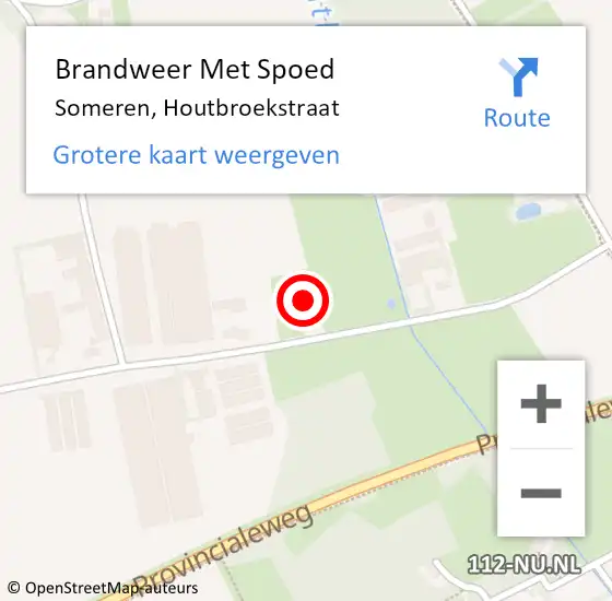 Locatie op kaart van de 112 melding: Brandweer Met Spoed Naar Someren, Houtbroekstraat op 16 mei 2022 17:24