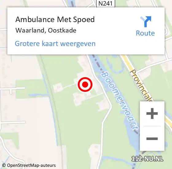Locatie op kaart van de 112 melding: Ambulance Met Spoed Naar Waarland, Oostkade op 16 mei 2022 17:38