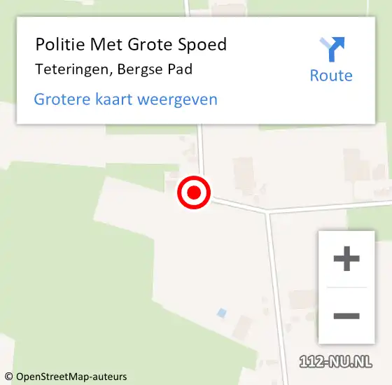 Locatie op kaart van de 112 melding: Politie Met Grote Spoed Naar Teteringen, Bergse Pad op 16 mei 2022 17:39