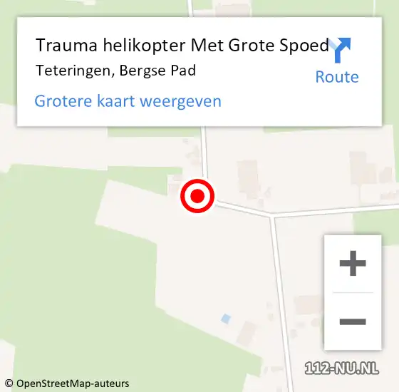 Locatie op kaart van de 112 melding: Trauma helikopter Met Grote Spoed Naar Teteringen, Bergse Pad op 16 mei 2022 17:41