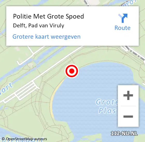 Locatie op kaart van de 112 melding: Politie Met Grote Spoed Naar Delft, Pad van Viruly op 16 mei 2022 17:43