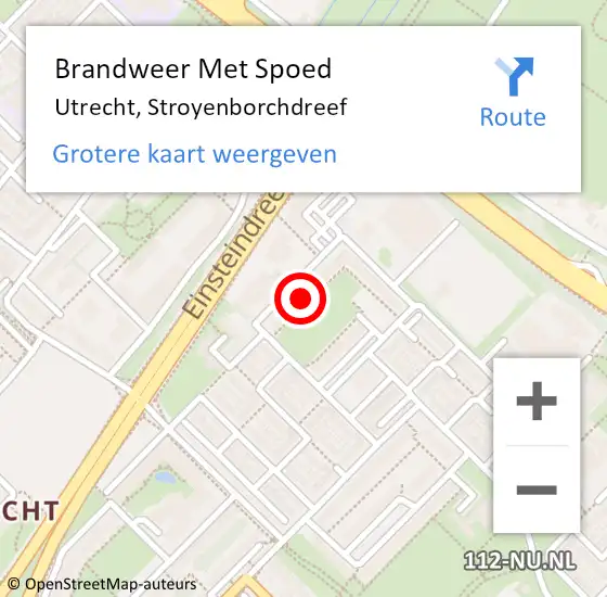 Locatie op kaart van de 112 melding: Brandweer Met Spoed Naar Utrecht, Stroyenborchdreef op 16 mei 2022 17:56