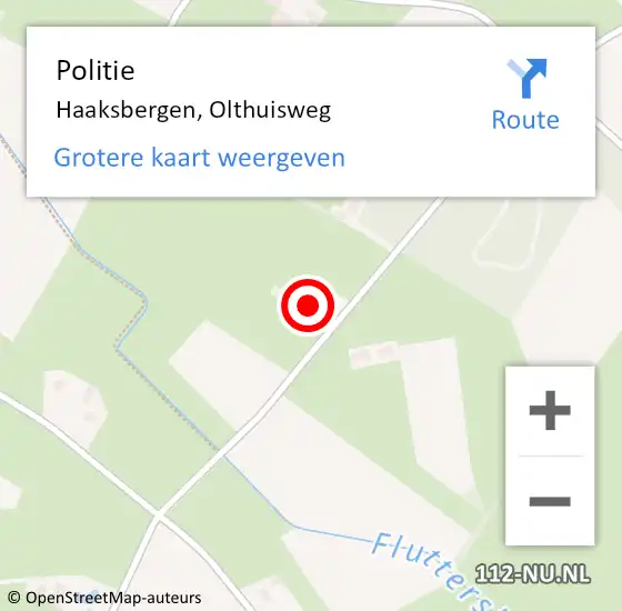 Locatie op kaart van de 112 melding: Politie Haaksbergen, Olthuisweg op 16 mei 2022 18:10