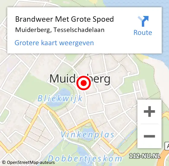 Locatie op kaart van de 112 melding: Brandweer Met Grote Spoed Naar Muiderberg, Tesselschadelaan op 16 mei 2022 18:13