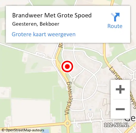 Locatie op kaart van de 112 melding: Brandweer Met Grote Spoed Naar Geesteren, Bekboer op 16 mei 2022 18:17