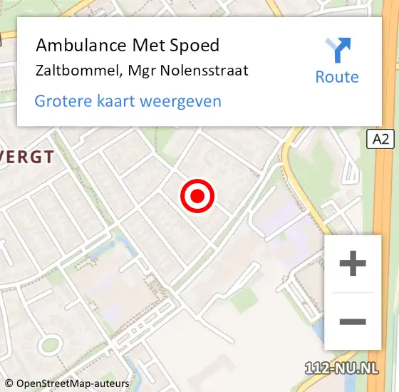 Locatie op kaart van de 112 melding: Ambulance Met Spoed Naar Zaltbommel, Mgr Nolensstraat op 16 mei 2022 18:18