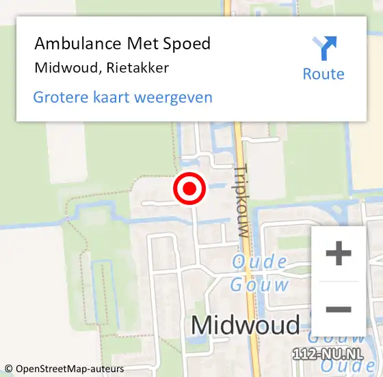 Locatie op kaart van de 112 melding: Ambulance Met Spoed Naar Midwoud, Rietakker op 16 mei 2022 18:31