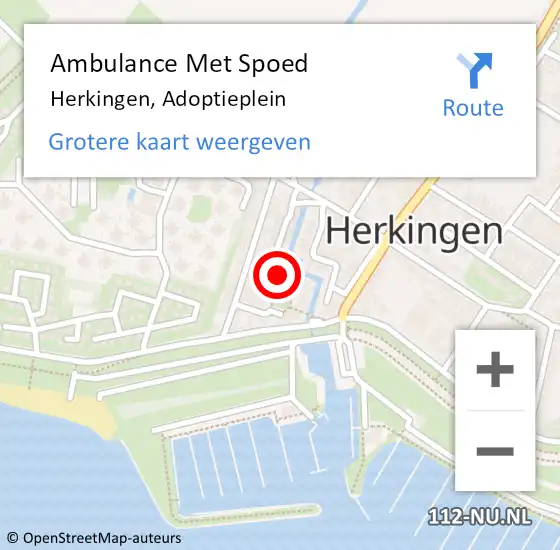 Locatie op kaart van de 112 melding: Ambulance Met Spoed Naar Herkingen, Adoptieplein op 16 mei 2022 18:36