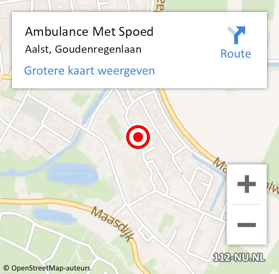 Locatie op kaart van de 112 melding: Ambulance Met Spoed Naar Aalst, Goudenregenlaan op 16 mei 2022 19:54