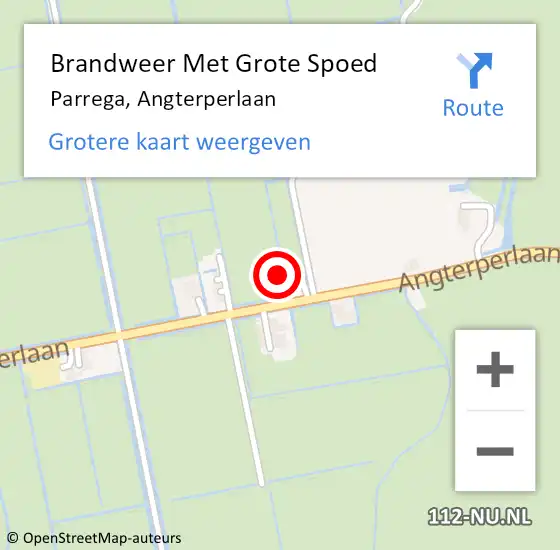 Locatie op kaart van de 112 melding: Brandweer Met Grote Spoed Naar Parrega, Angterperlaan op 16 mei 2022 19:55