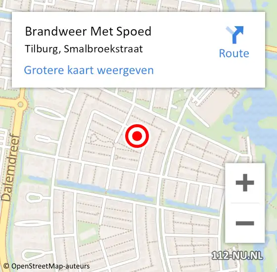 Locatie op kaart van de 112 melding: Brandweer Met Spoed Naar Tilburg, Smalbroekstraat op 16 mei 2022 20:03