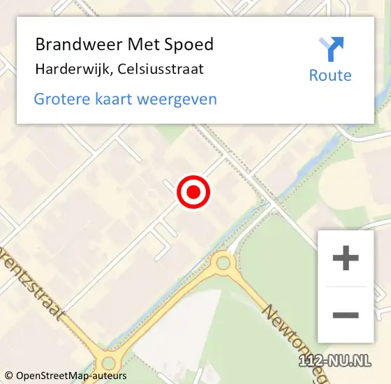 Locatie op kaart van de 112 melding: Brandweer Met Spoed Naar Harderwijk, Celsiusstraat op 16 mei 2022 20:12