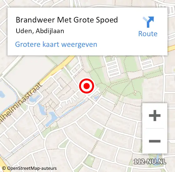 Locatie op kaart van de 112 melding: Brandweer Met Grote Spoed Naar Uden, Abdijlaan op 16 mei 2022 20:21