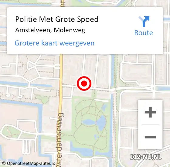 Locatie op kaart van de 112 melding: Politie Met Grote Spoed Naar Amstelveen, Molenweg op 16 mei 2022 20:28