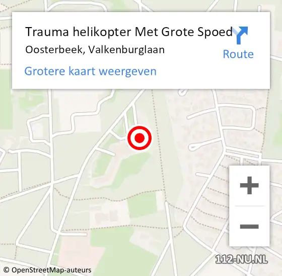 Locatie op kaart van de 112 melding: Trauma helikopter Met Grote Spoed Naar Oosterbeek, Valkenburglaan op 16 mei 2022 20:40