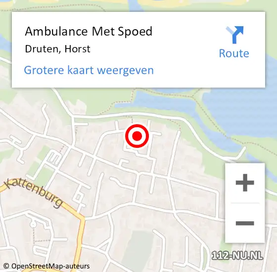 Locatie op kaart van de 112 melding: Ambulance Met Spoed Naar Druten, Horst op 16 mei 2022 20:41