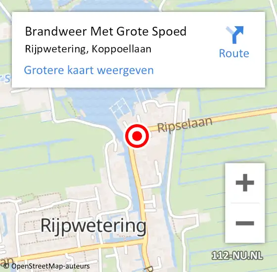 Locatie op kaart van de 112 melding: Brandweer Met Grote Spoed Naar Rijpwetering, Koppoellaan op 17 juli 2014 14:31