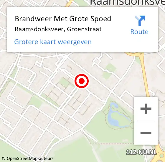 Locatie op kaart van de 112 melding: Brandweer Met Grote Spoed Naar Raamsdonksveer, Groenstraat op 16 mei 2022 20:50